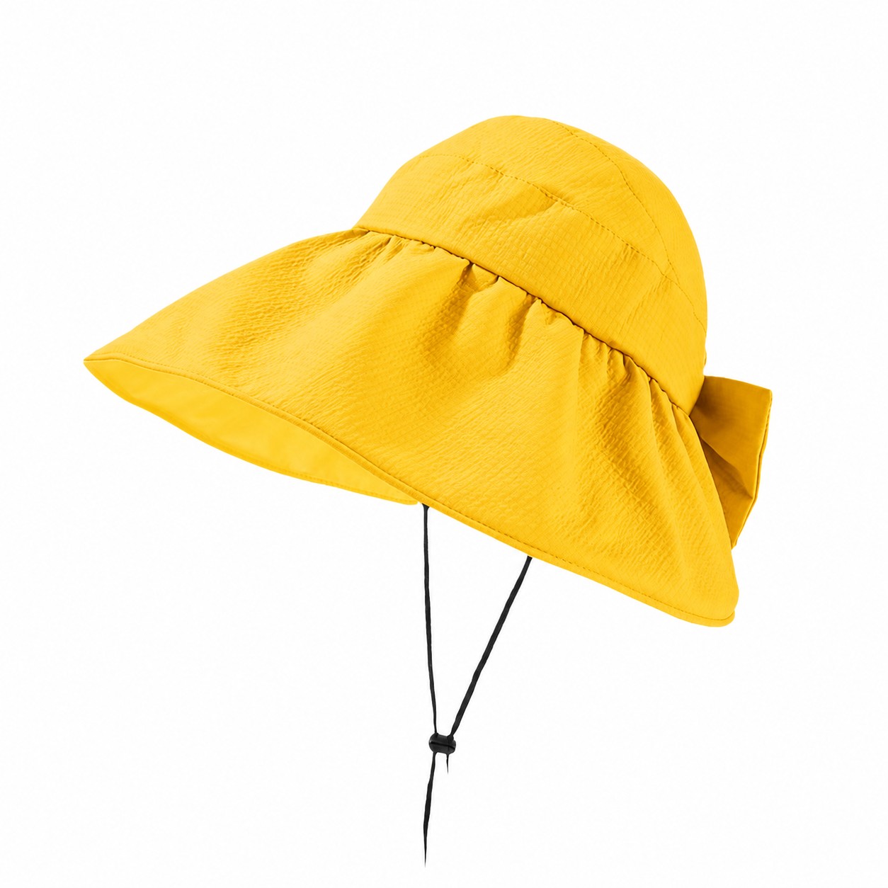 Bow Back Wide Brim Sun Hat — Yellow