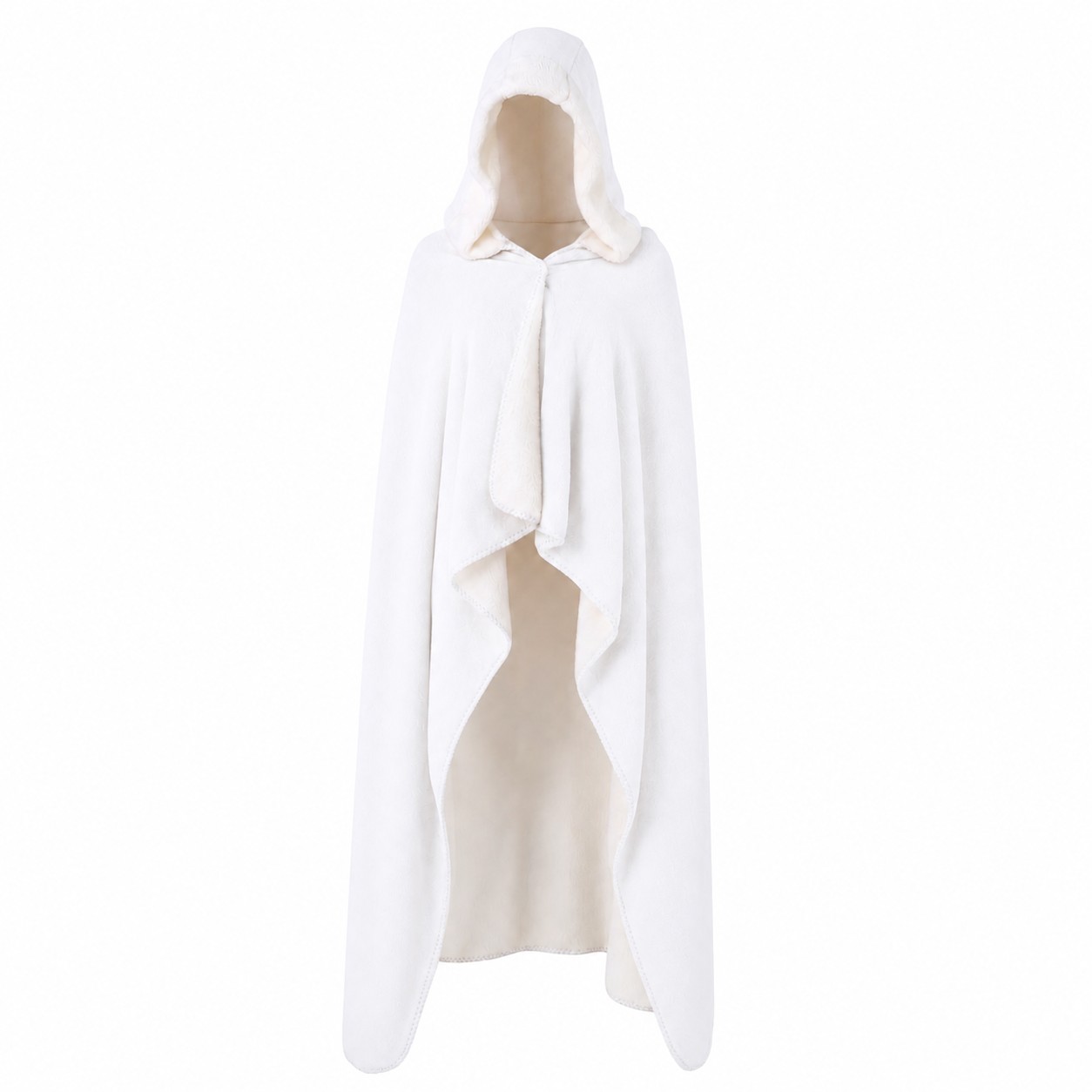 Hooded Sherpa Wearable Blanket — Clear White