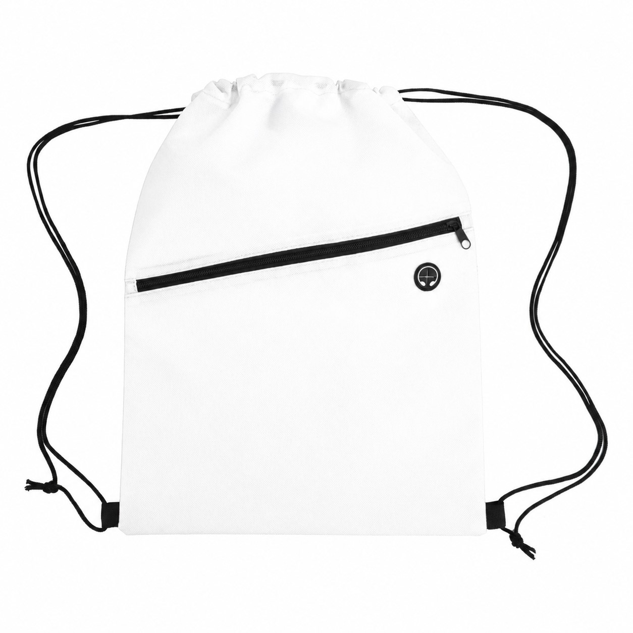 Zippered Storage Drawstring Bag — White