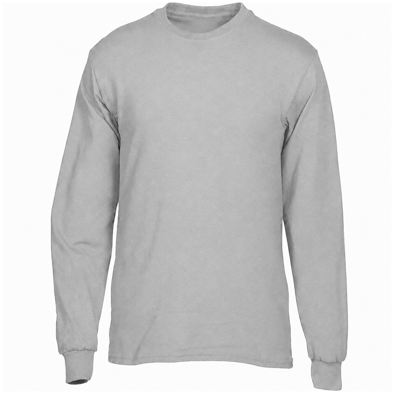 Cotton Long Sleeve Crewneck Shirt — Gray