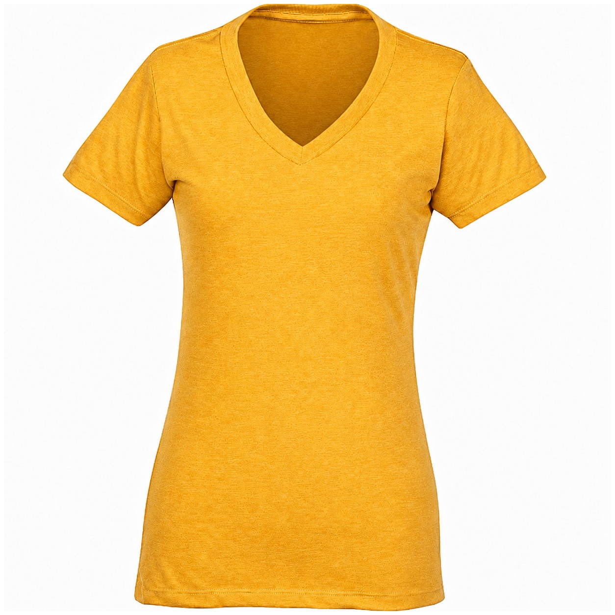 Ladies V Neck Cotton Polyester Tee — Gold