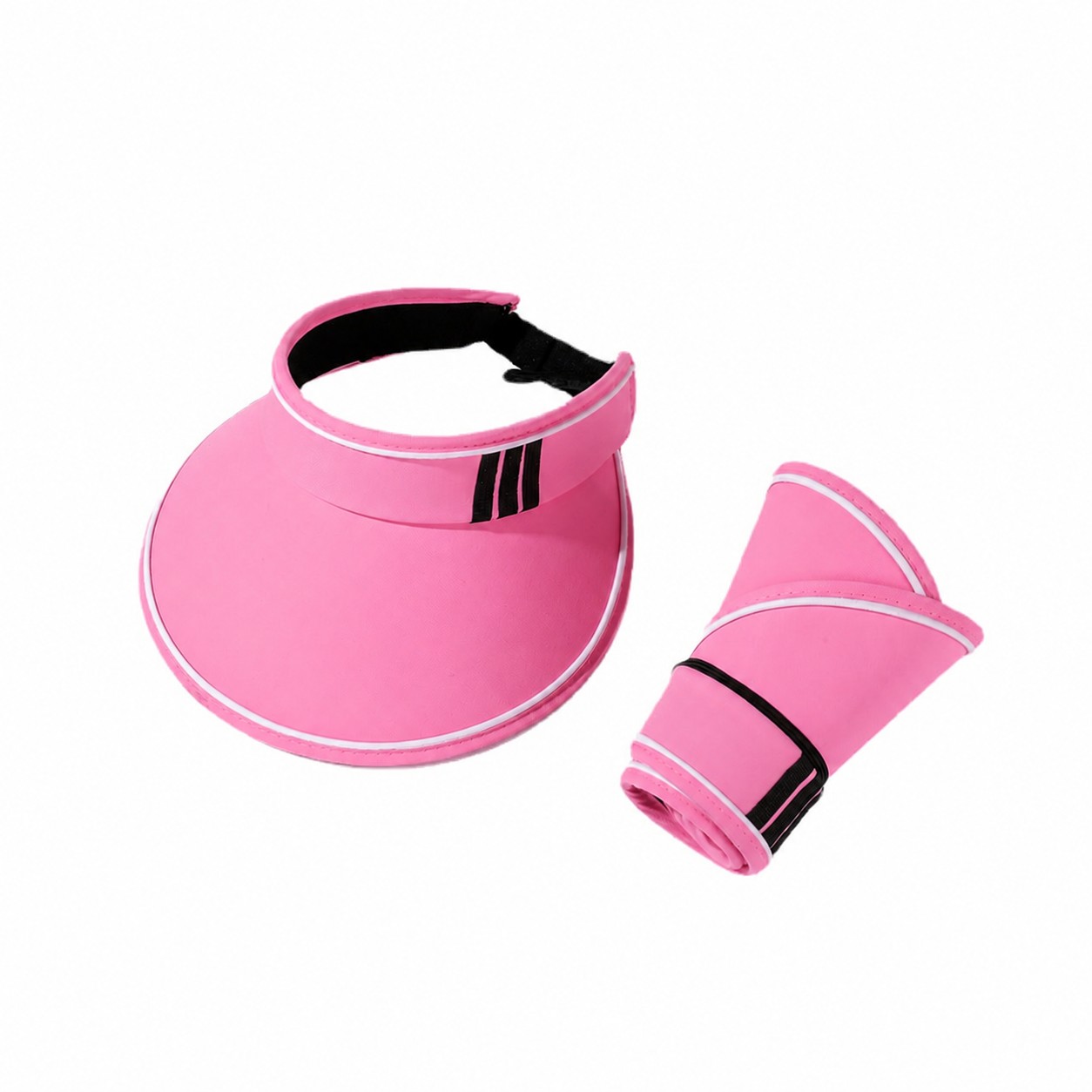 Packable Polyester Open Crown Visor — Pink