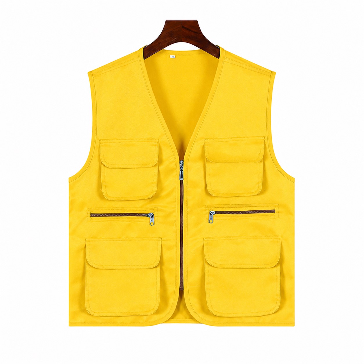 Zippered Multi Pocket Outdoor Vest — Yellow