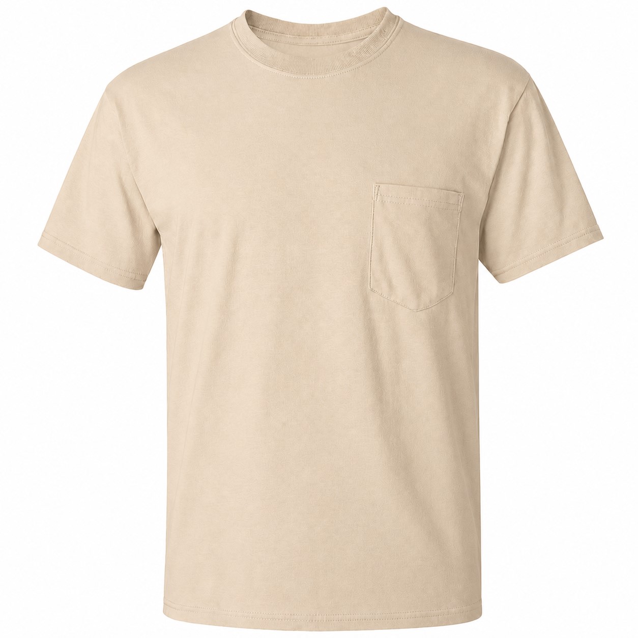 Pocket Cotton Crewneck T Shirt — Beige