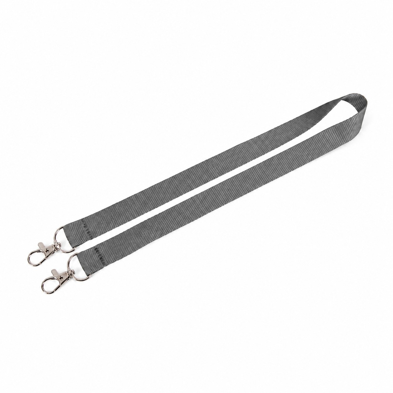Polyester Dual Clip Lanyard — Pewter Gray