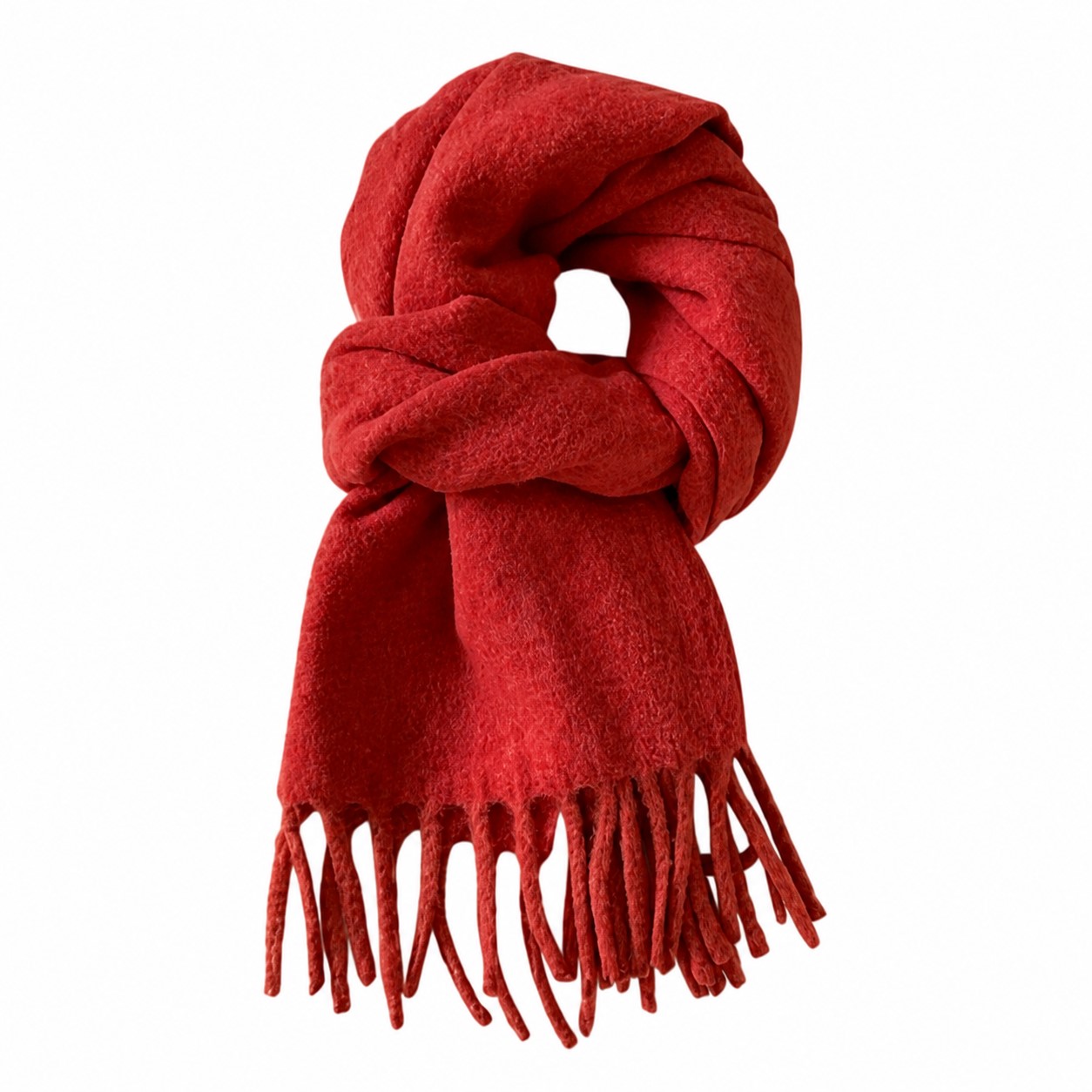 Fringed Wool Blend Bandanna Scarf — view 2