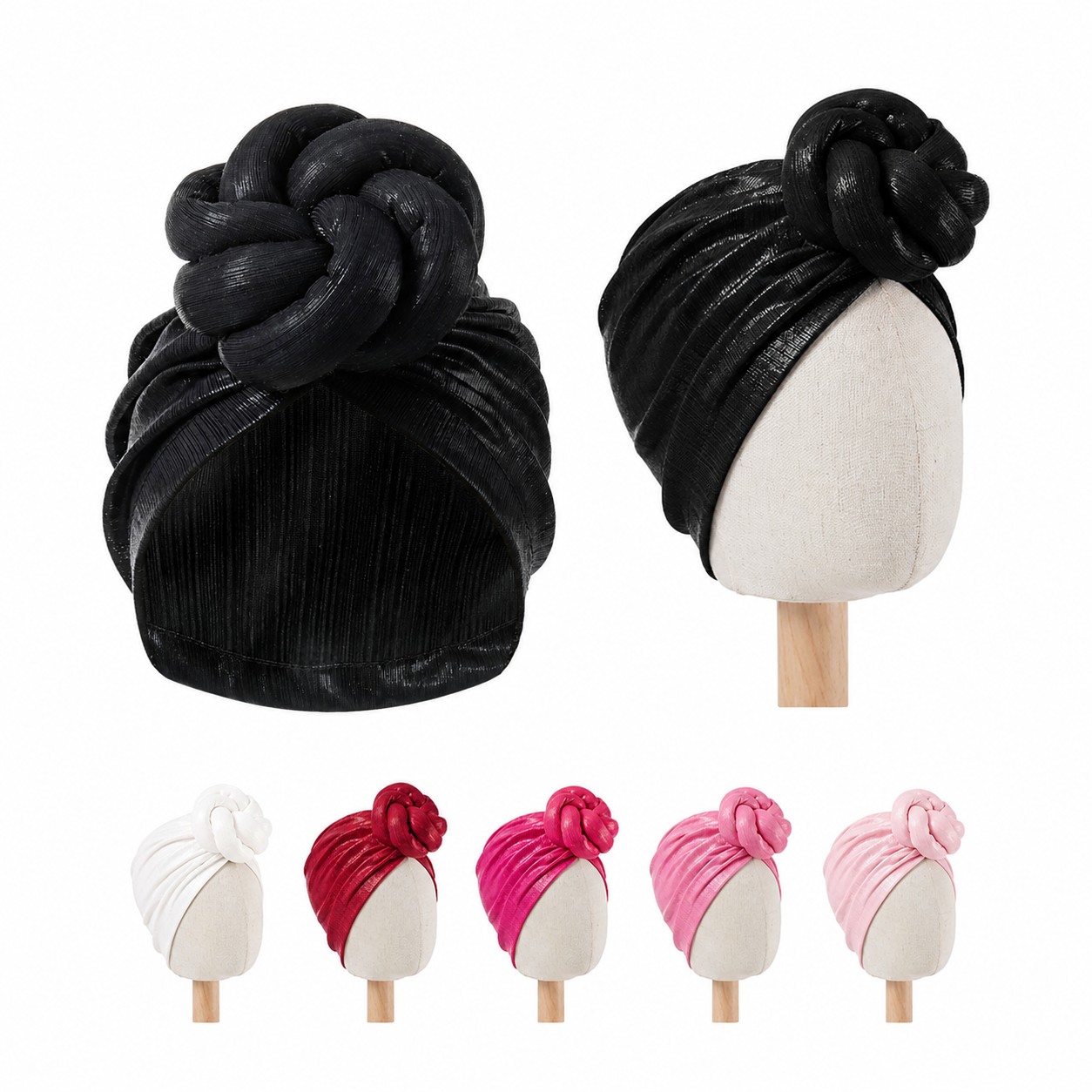 Ice Silk Shiny Knot Turban Hat