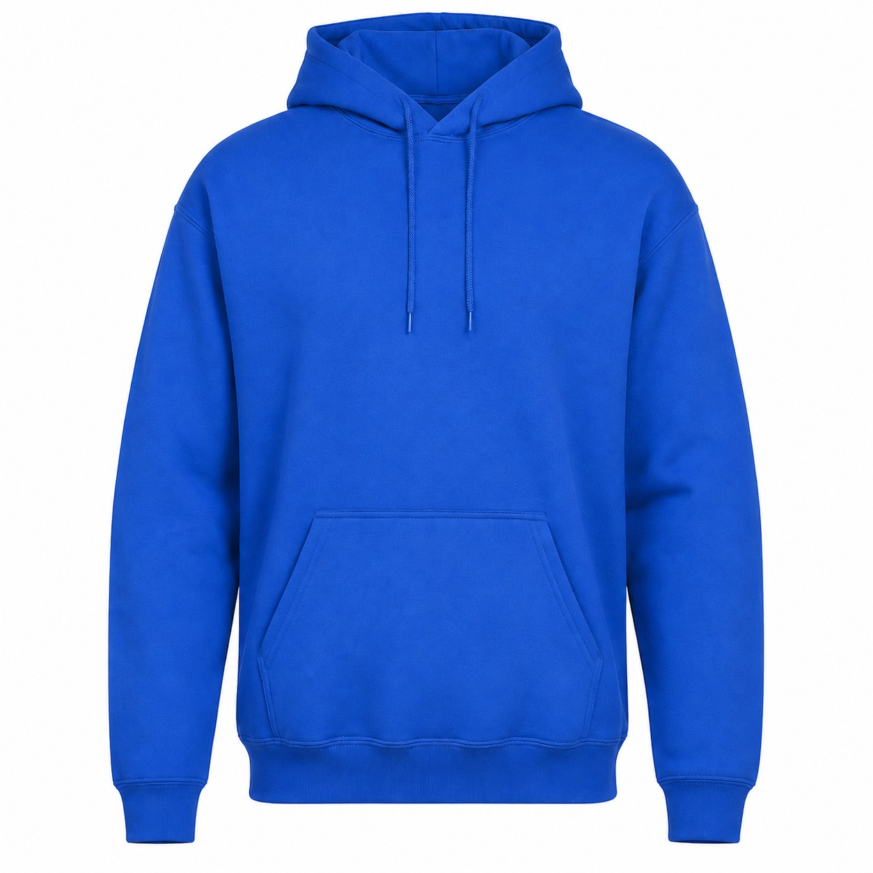 Cotton Polyester Blend Pullover Hooded Sweatshirt — Blue