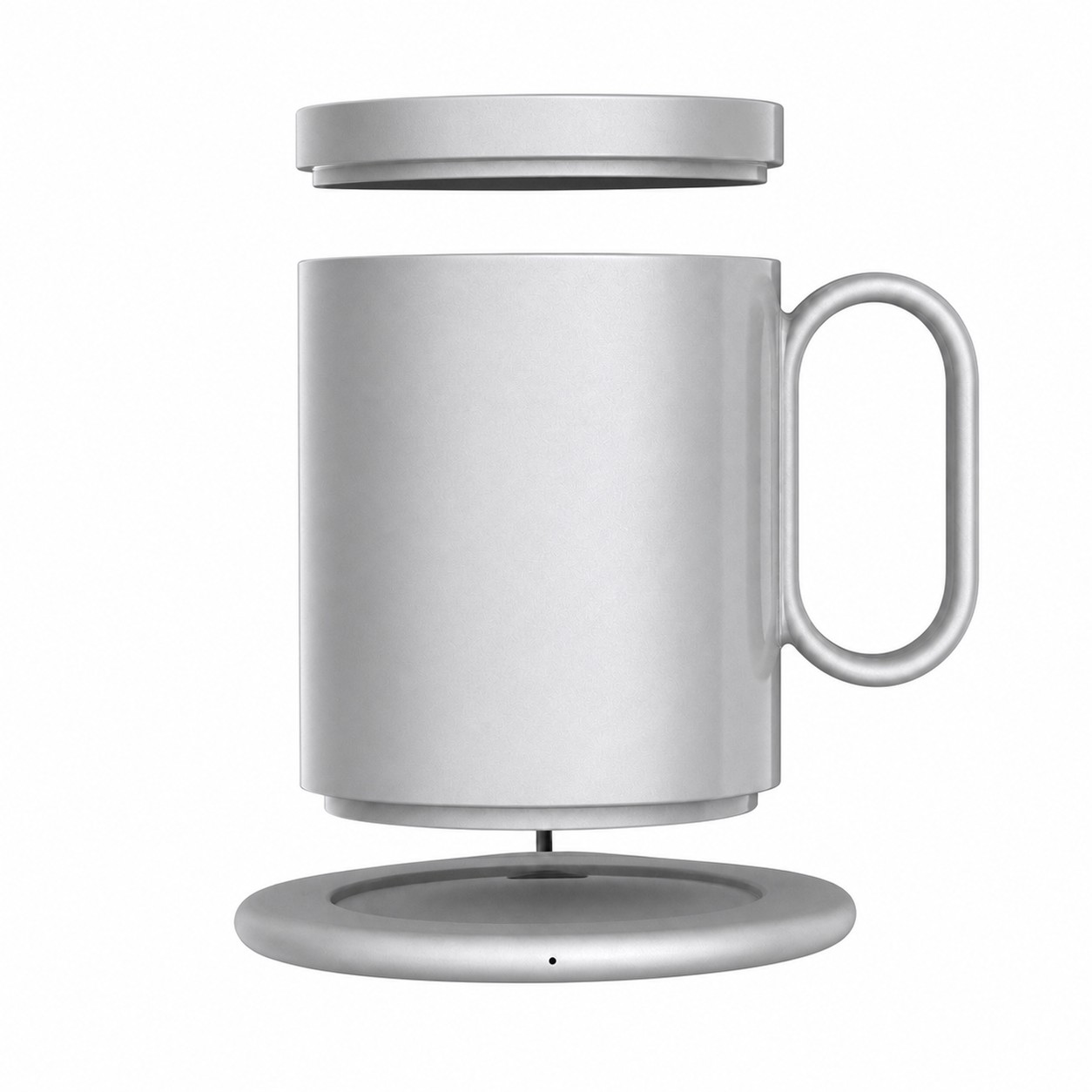 Desktop Warming Mug Charger Set — Silver