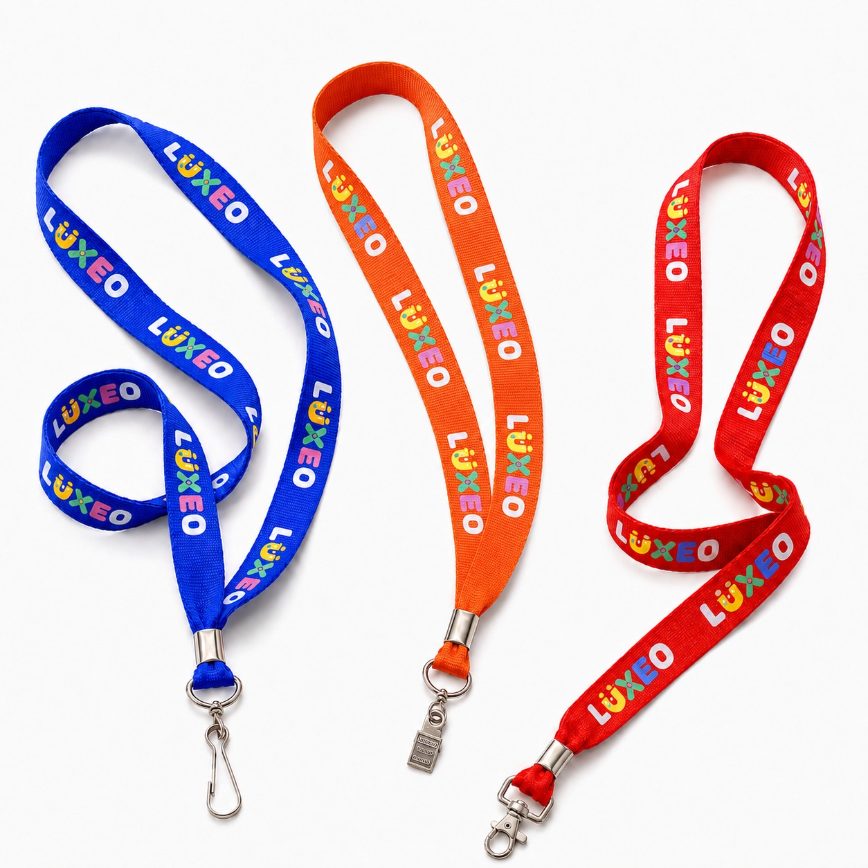 Metal Crimp Polyester Satin Lanyard