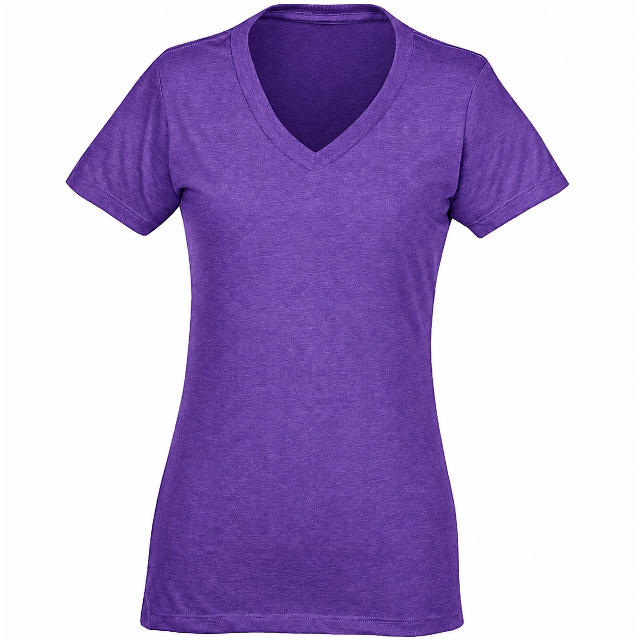 Ladies V Neck Cotton Polyester Tee — Purple