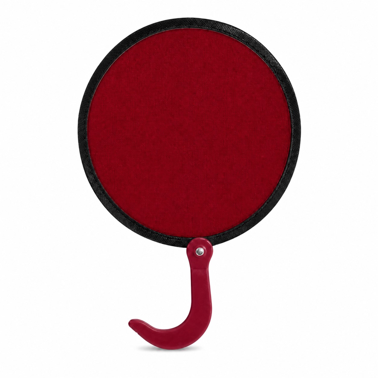 Round Twist Frame Nylon Hand Fan — Dark Red
