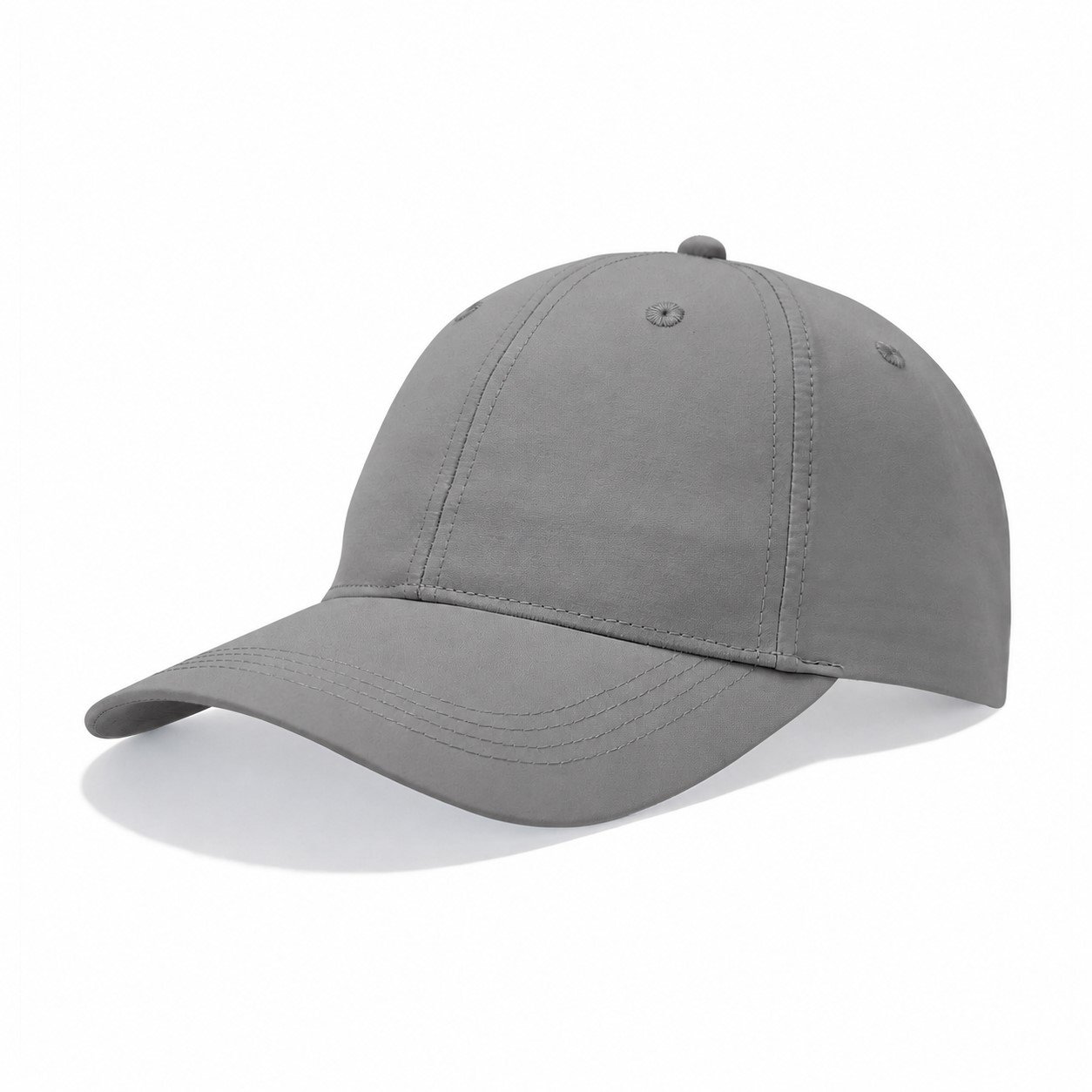 Six-Panel Quick-Dry Polyester Cap — Gray
