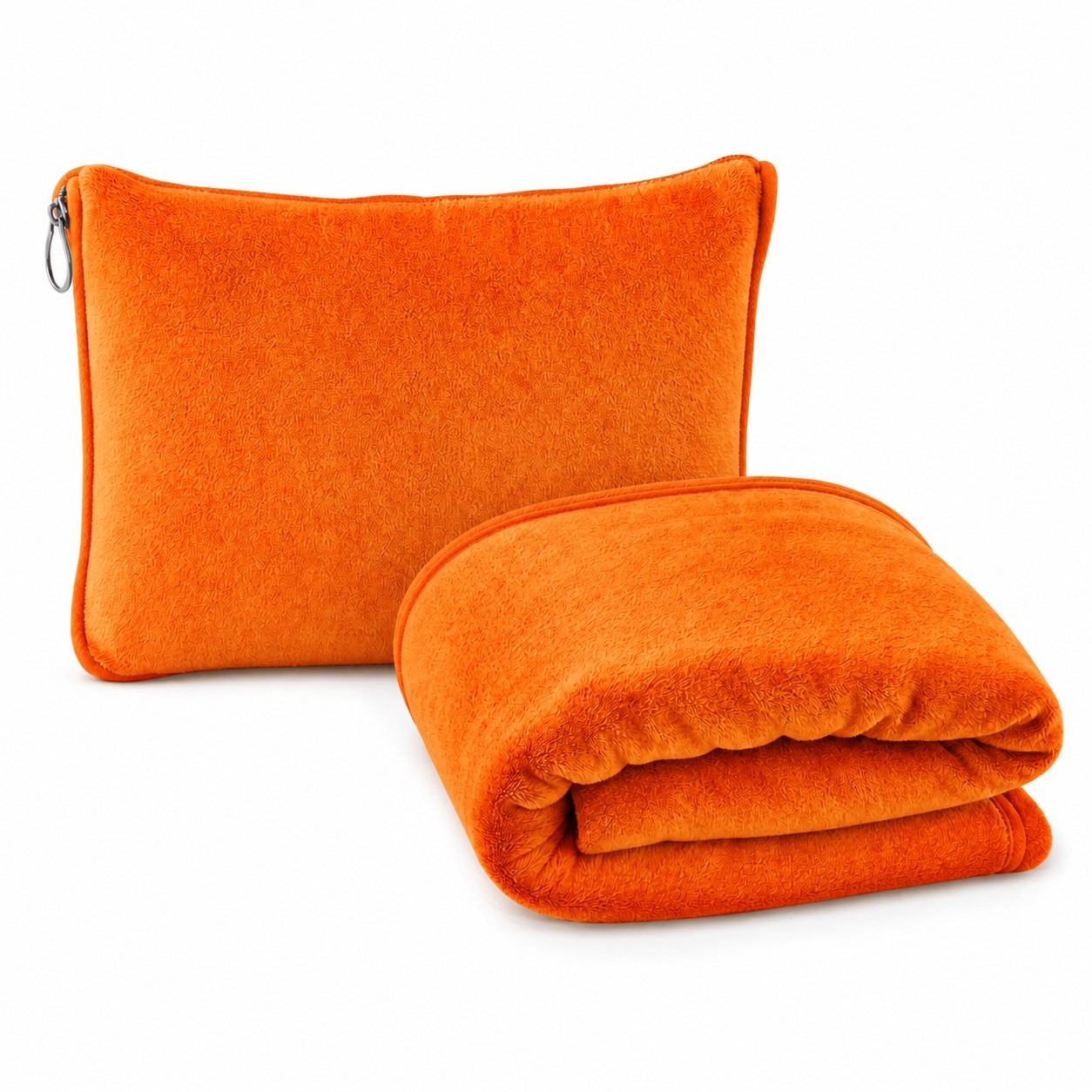 Fleece Travel Blanket Pouch Set — Orange