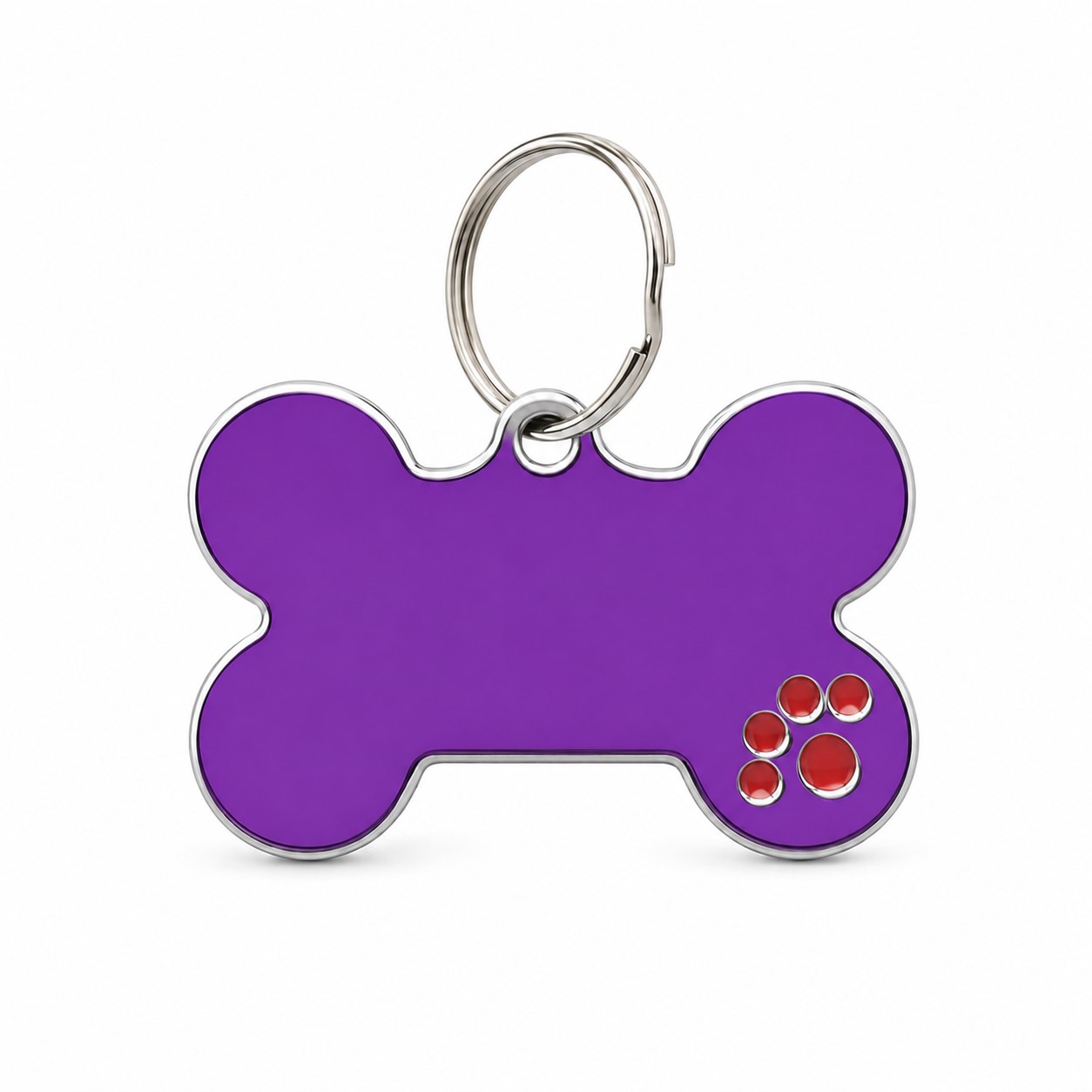 Bone Shape Metal Pet Identification Tag — Purple
