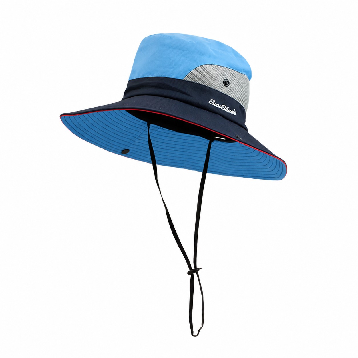 Mesh Band Polyester Sun Hat — Sky Blue