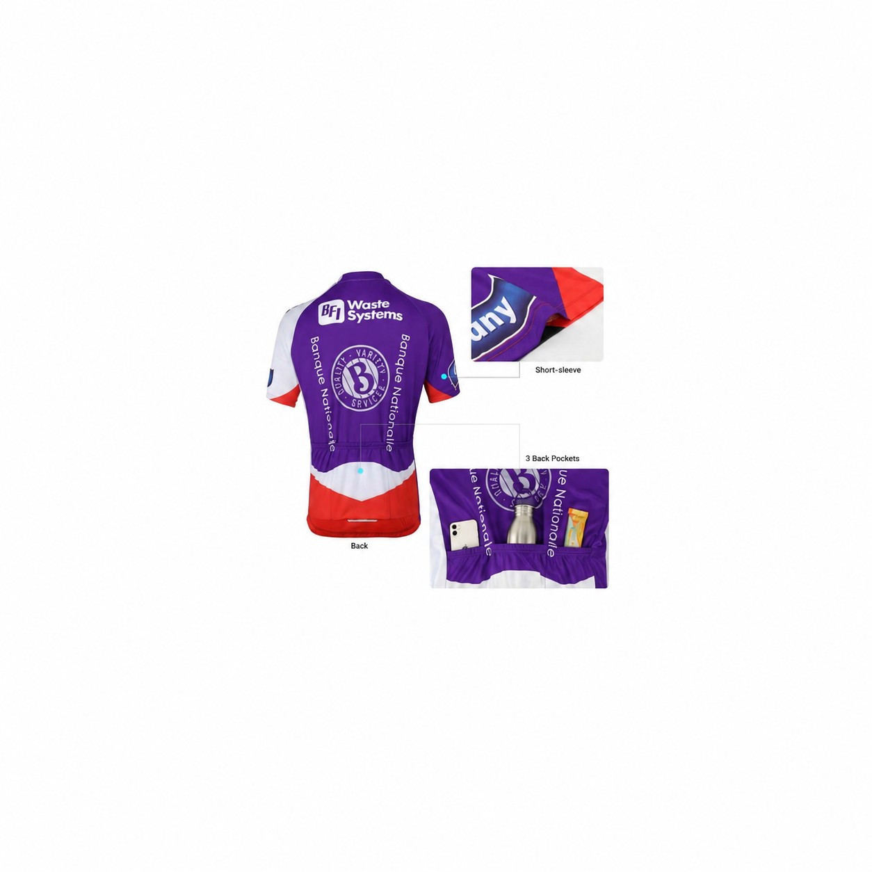Mesh Polyester Cycling Team Jersey — Purple
