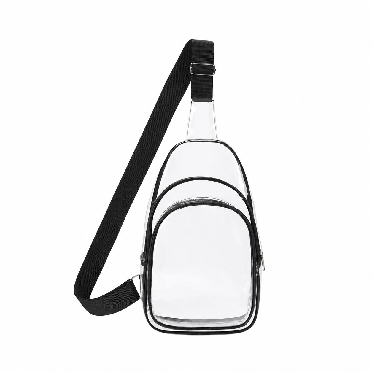 Clear PVC Crossbody Sling Backpack — Clear White/Black