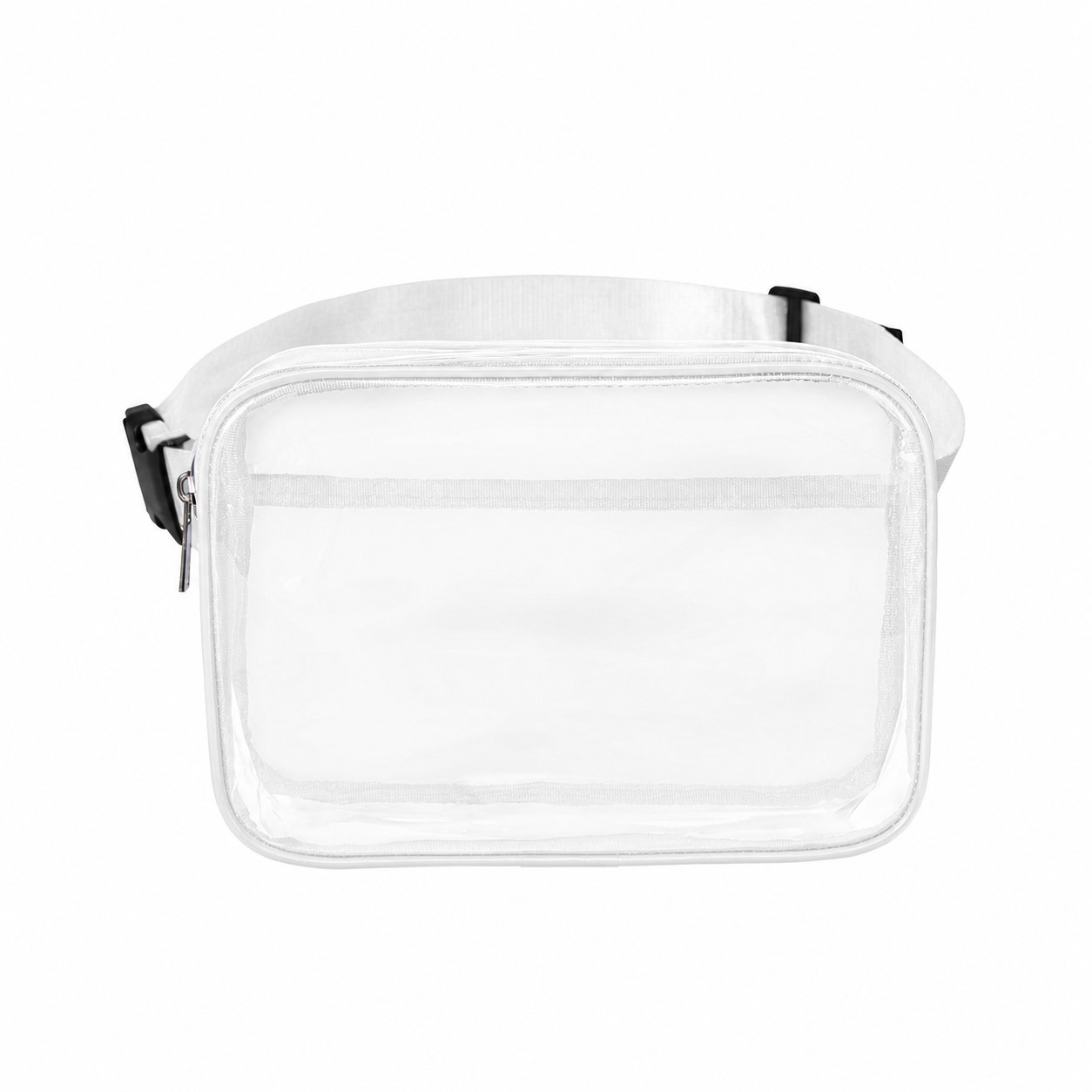 2 Pocket Clear PVC Belt Bag — White