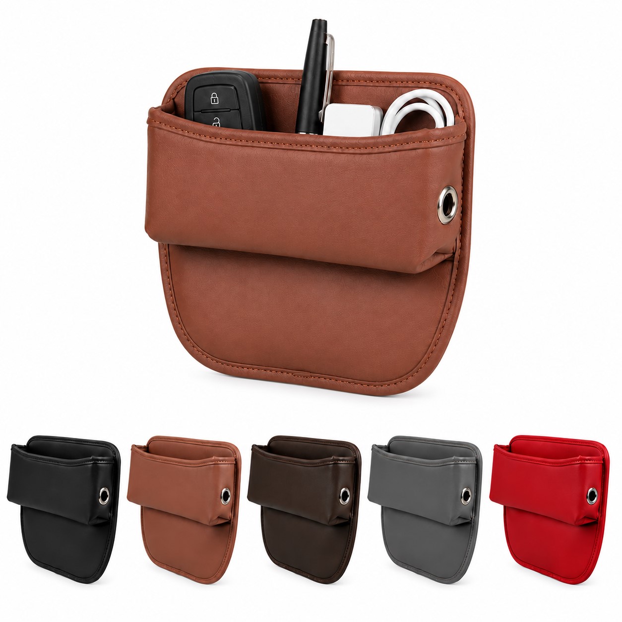 Open-Top PU Leather Car Seat Gap Organizer