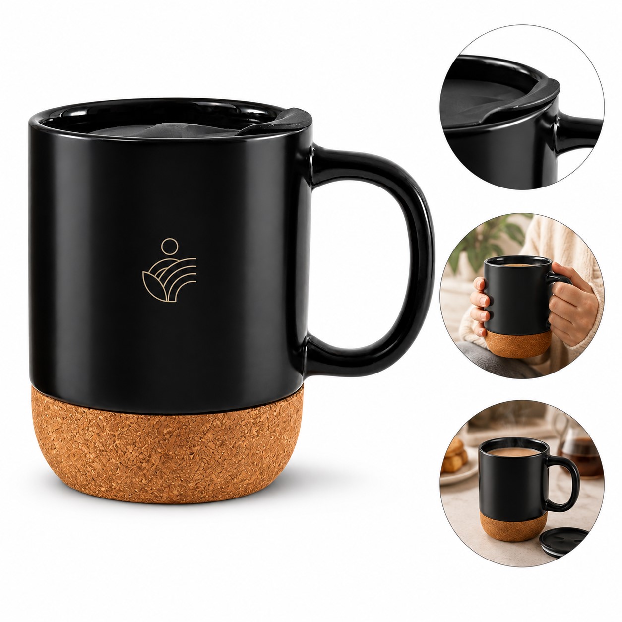 Handled Ceramic Mug With Cork Base