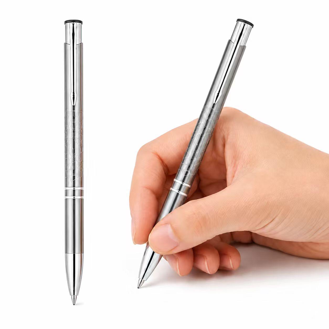 Metal Lighted Ballpoint Pen With Pocket Clip