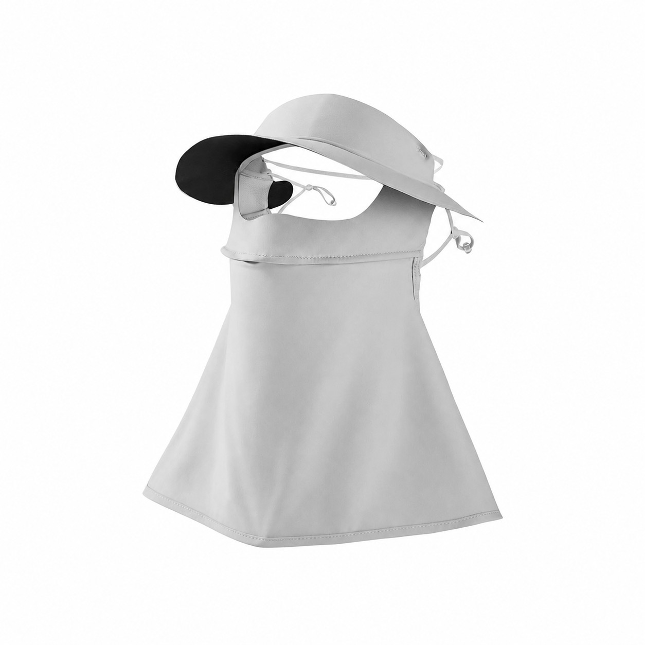 Polyester Mask Drape Sun Hat — Light Gray