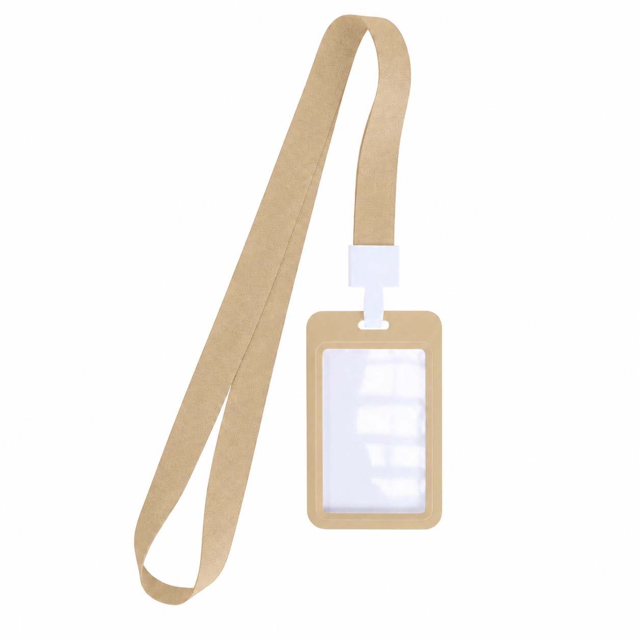 Vertical Sliding Badge Holder Lanyard — Tan Beige