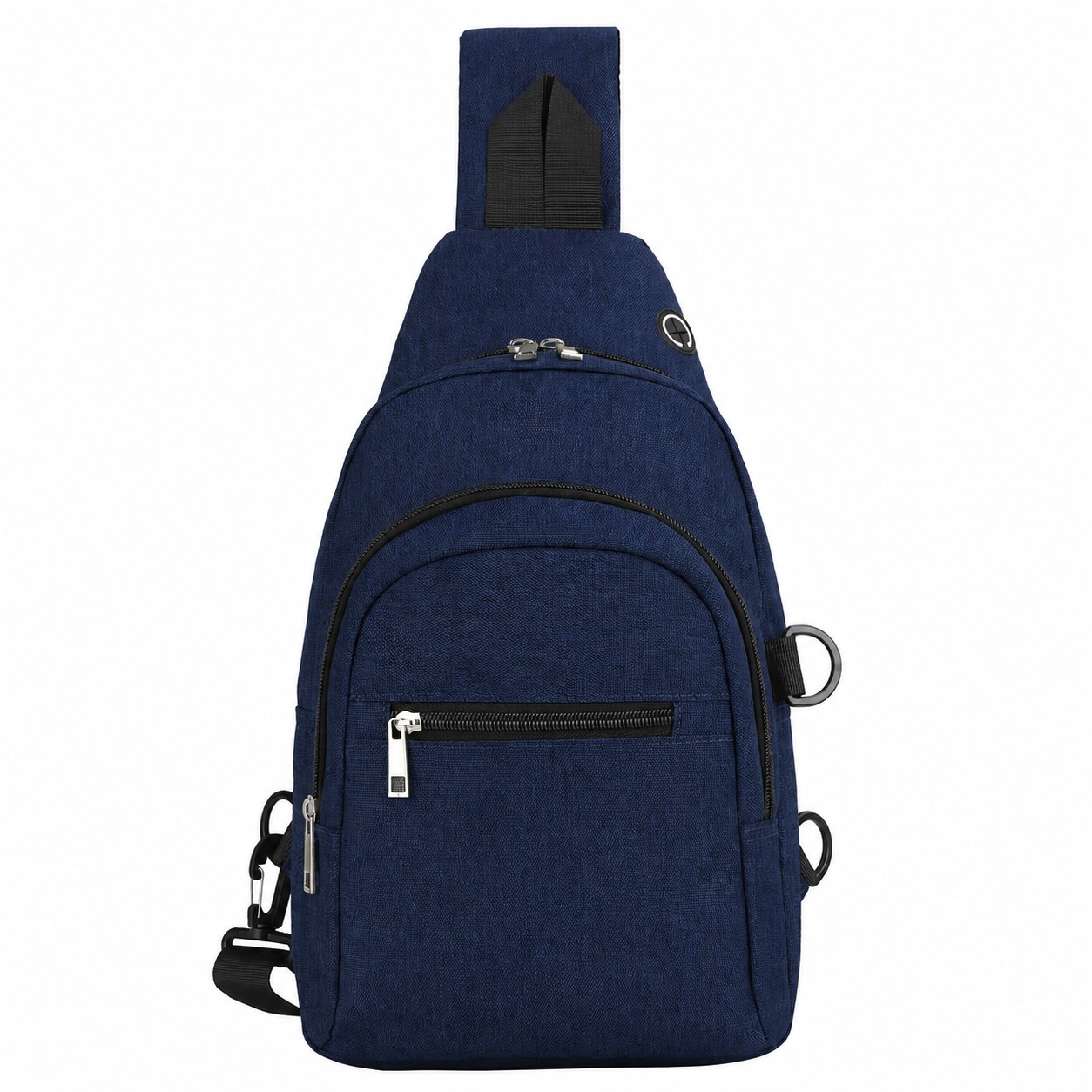600D Polyester Adjustable Strap Crossbody Sling Bag — Navy Blue