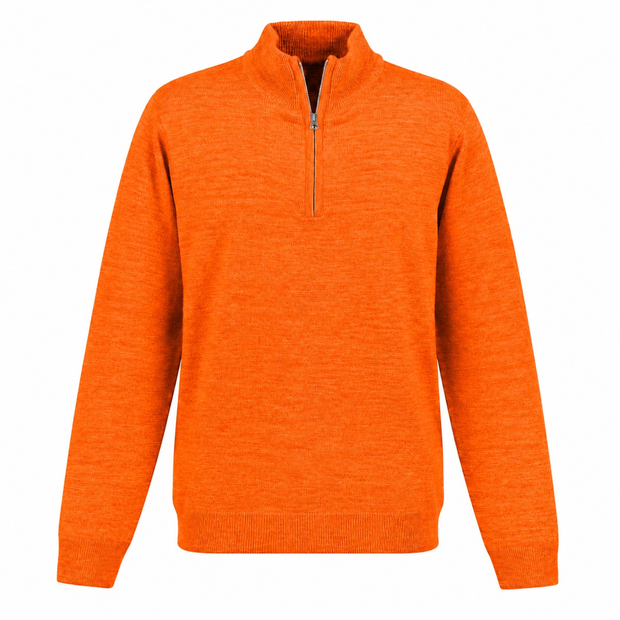 Acrylic Jersey Knit Quarter-Zip Sweater — Orange