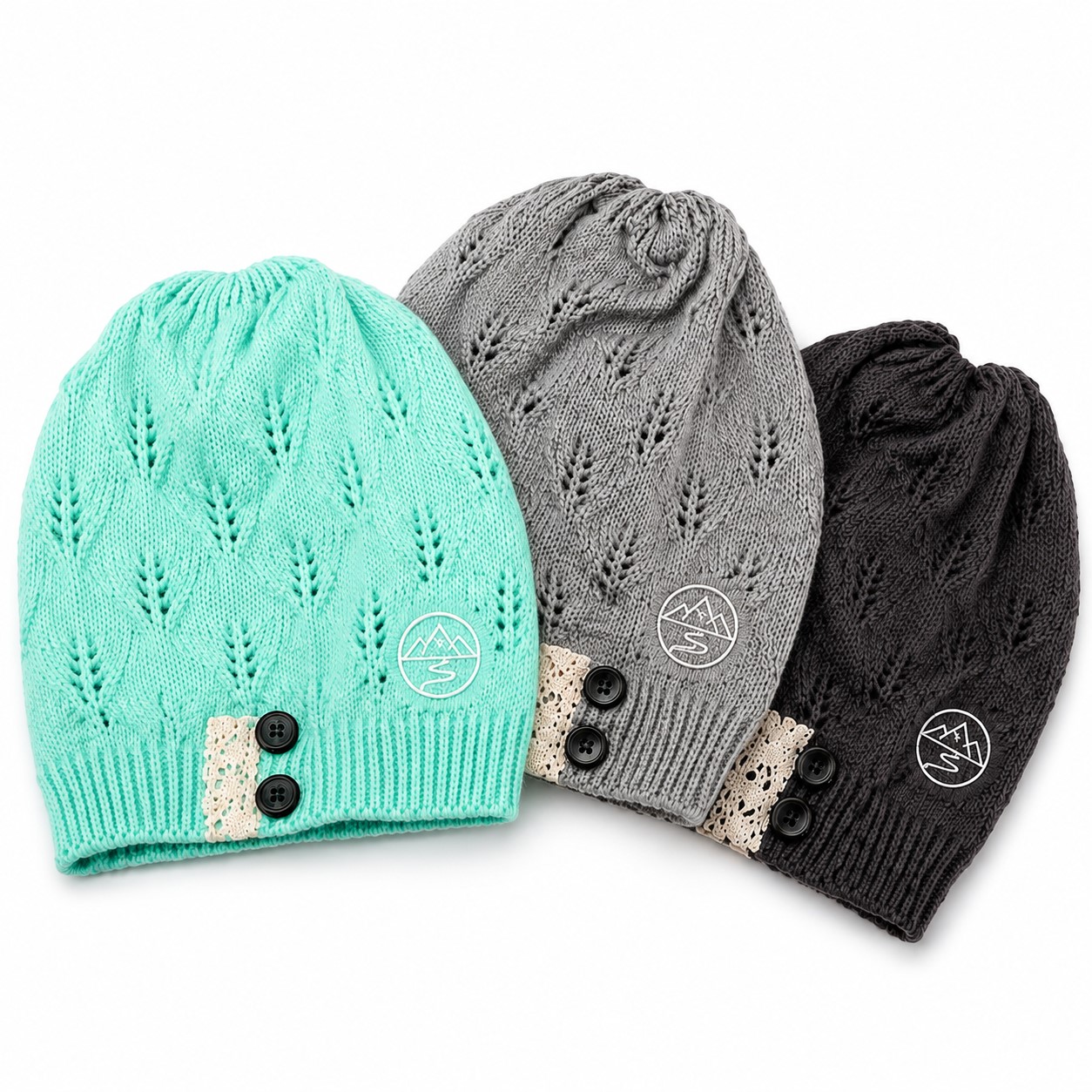 Decorative Button Acrylic Knit Beanie Hat