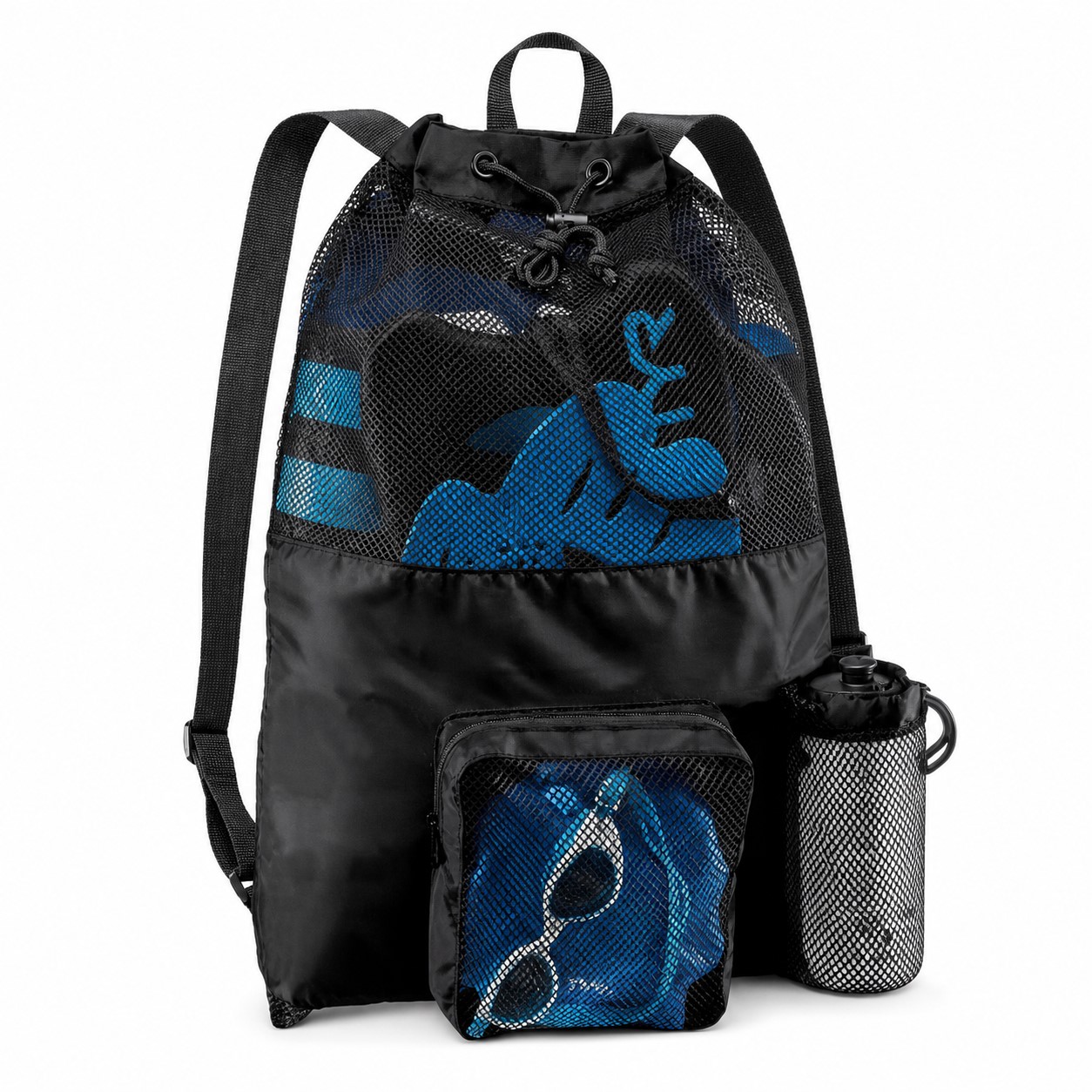 Mesh Drawstring Beach Backpack With Bottle Pocket — view 2