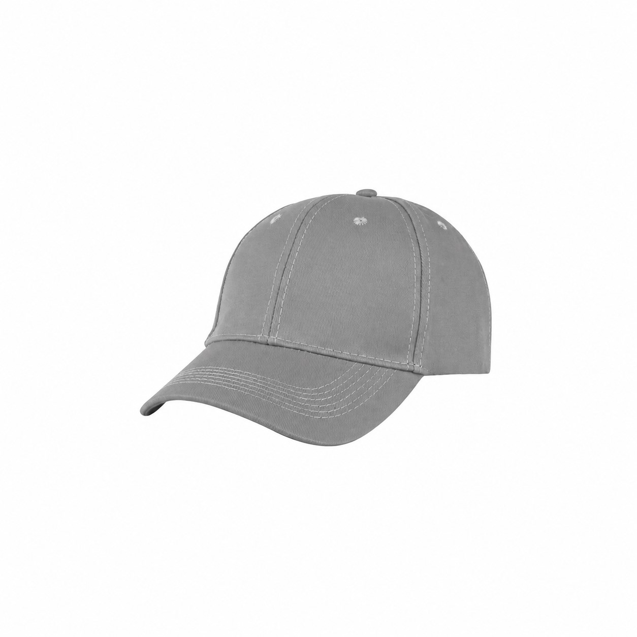 Pre-Curved Cotton Visor Structured Cap — Gray