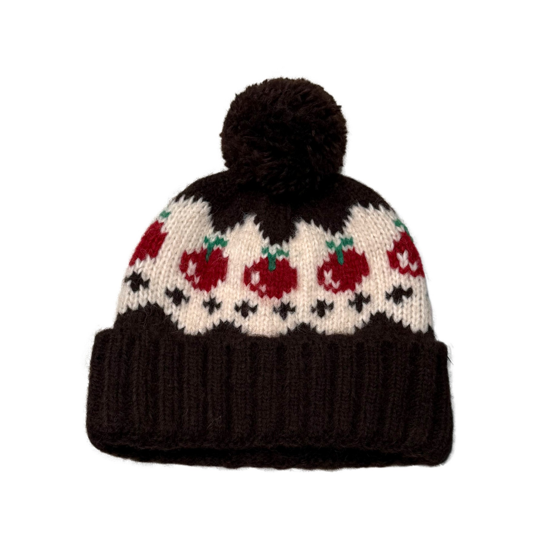 Cherry Pattern Wool Blend Beanie — view 2
