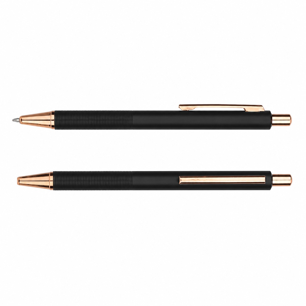 Rose Gold Accent Aluminum Pen — Black