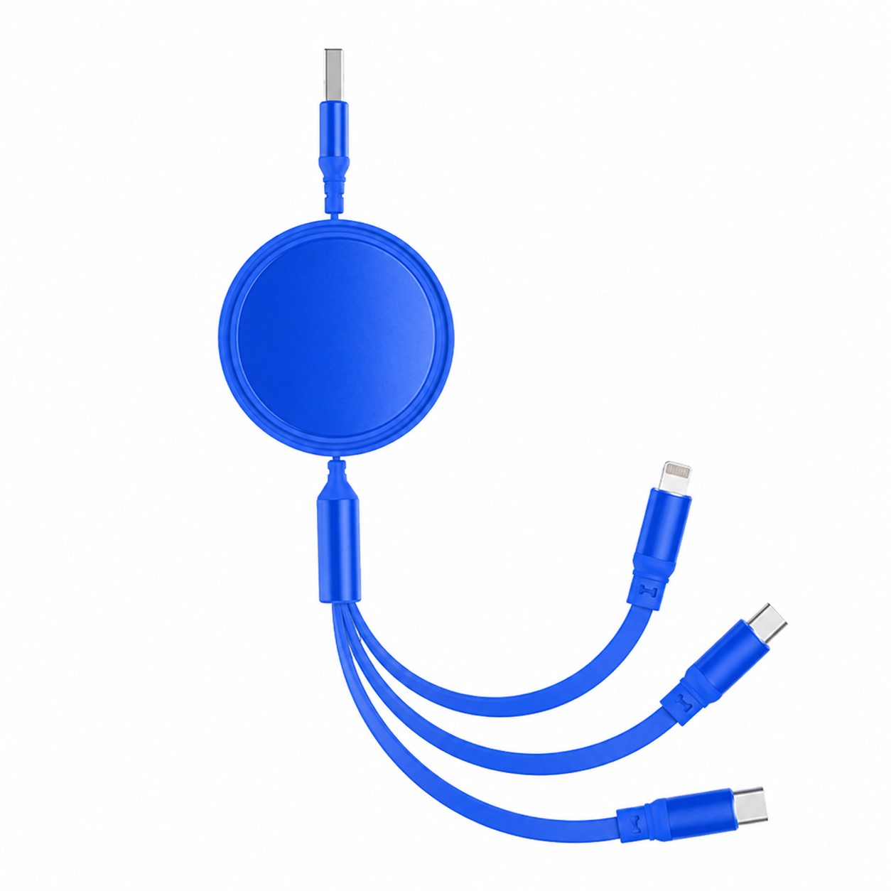 Round Retractable Multi Lead Cable — Blue