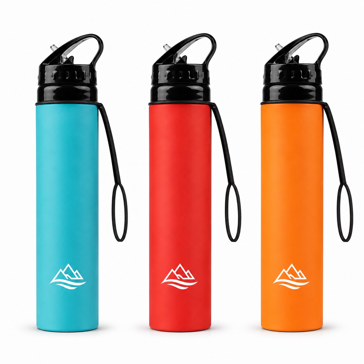 Silicone Collapsible Water Bottle With Carry Loop