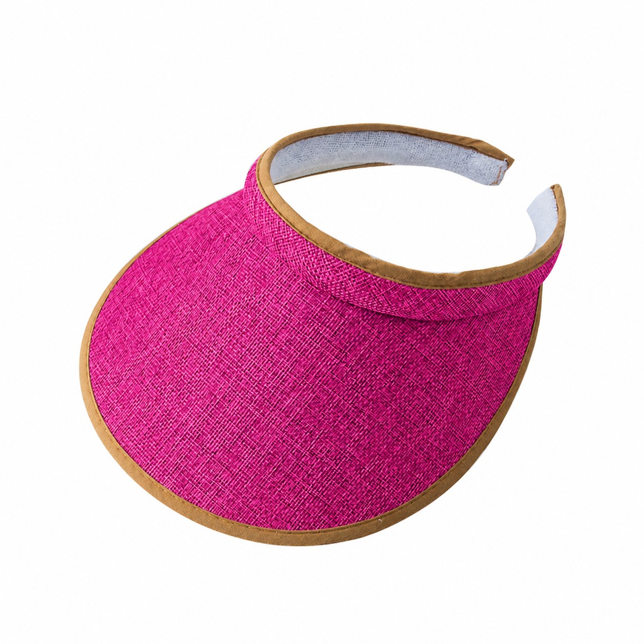 Polyester Straw Look Sun Visor — Magenta Pink