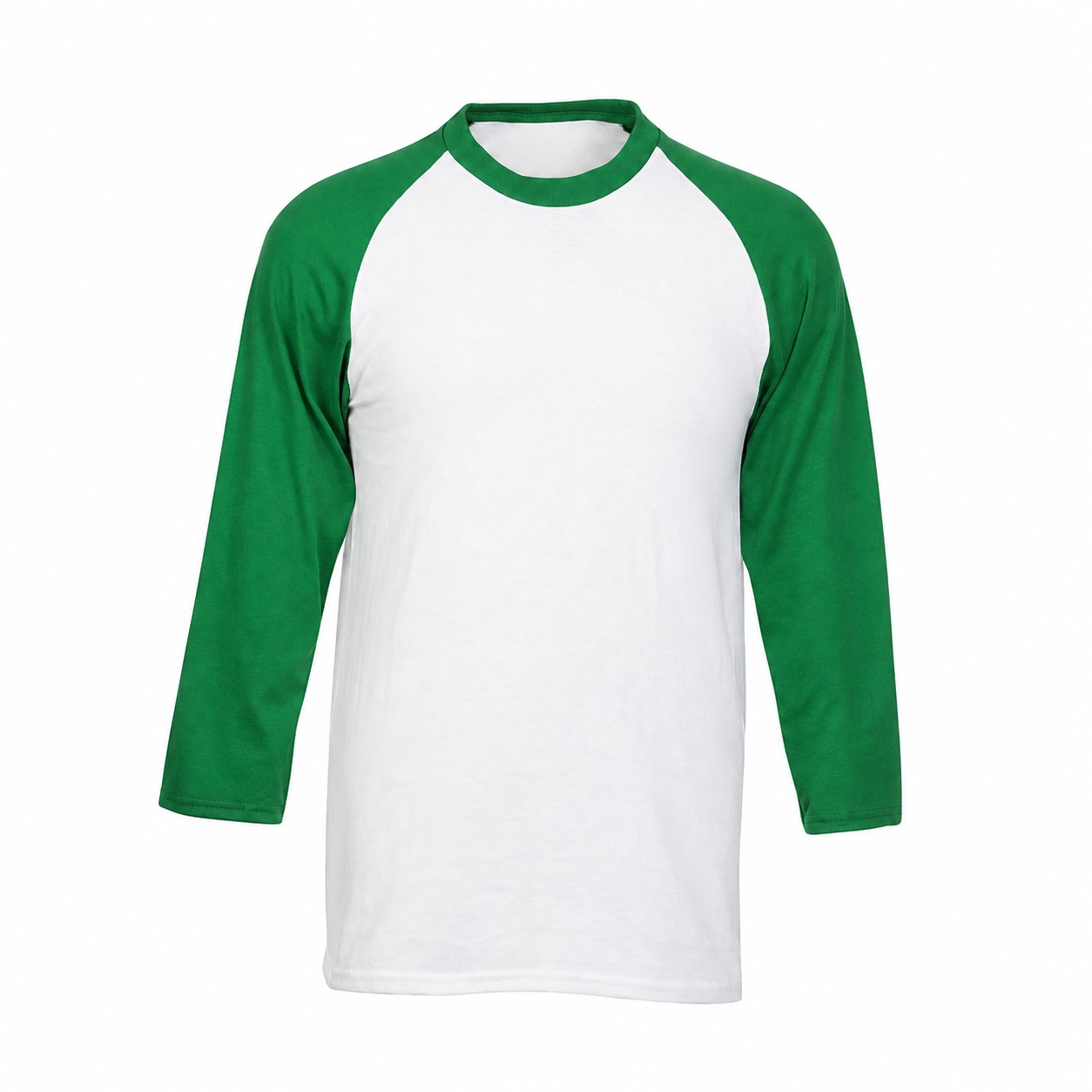Contrast Sleeve Cotton Polyester Baseball Shirt — Green