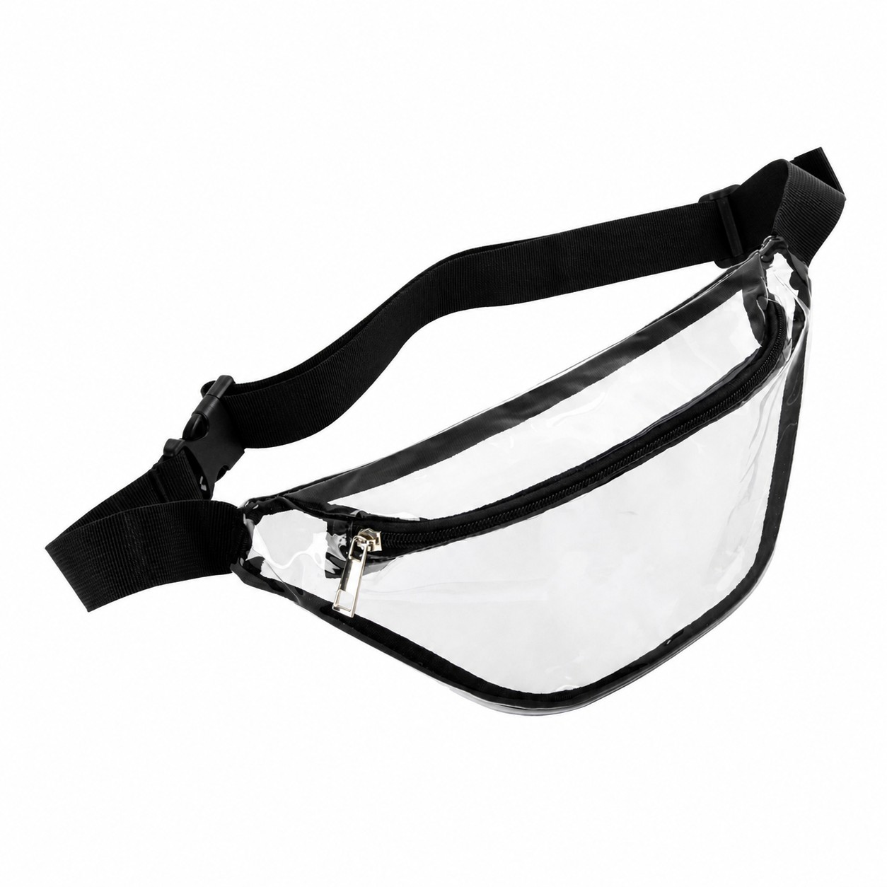 PVC Zippered Storage Fanny Pack — Black