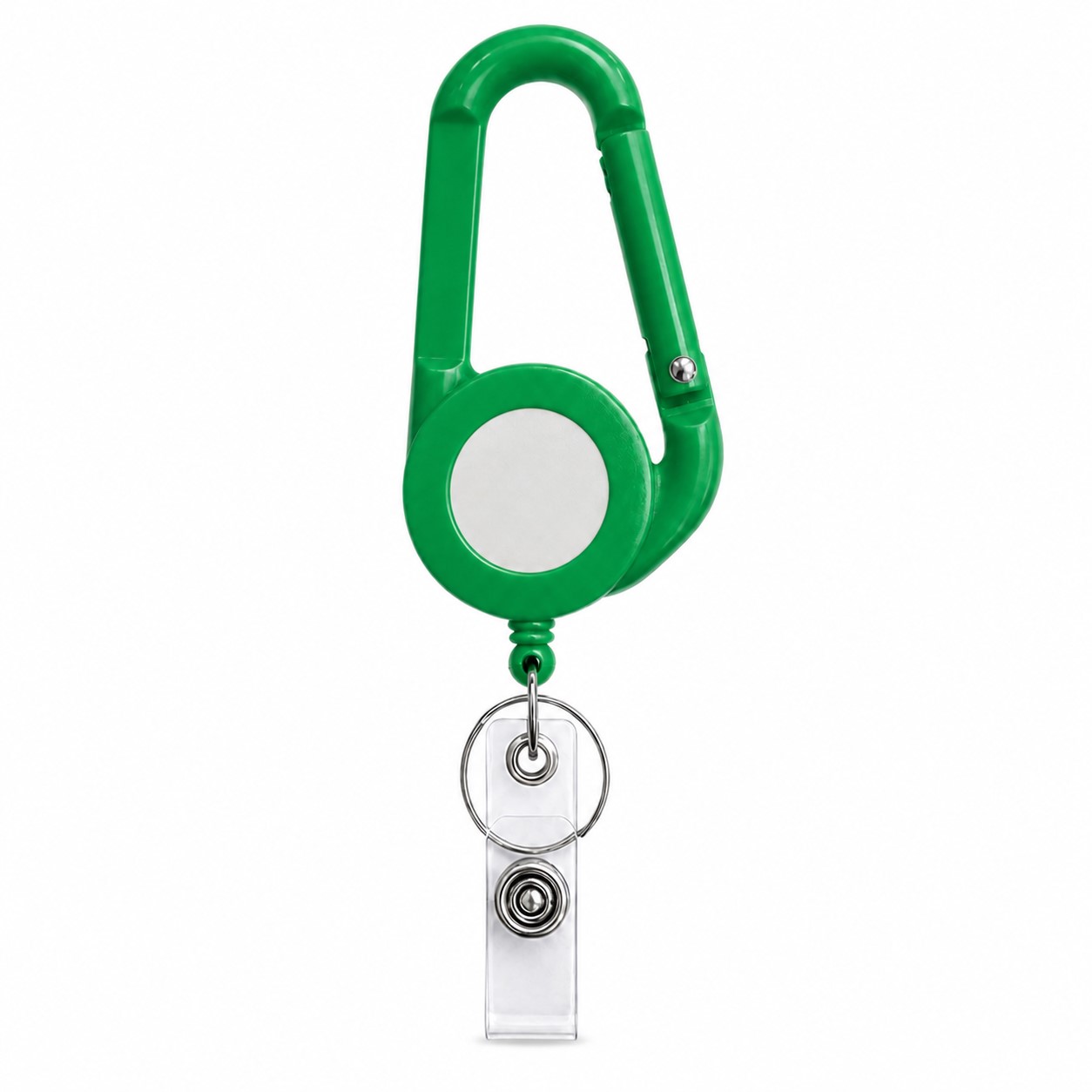 Carabiner Retractable ID Badge Reel — Green