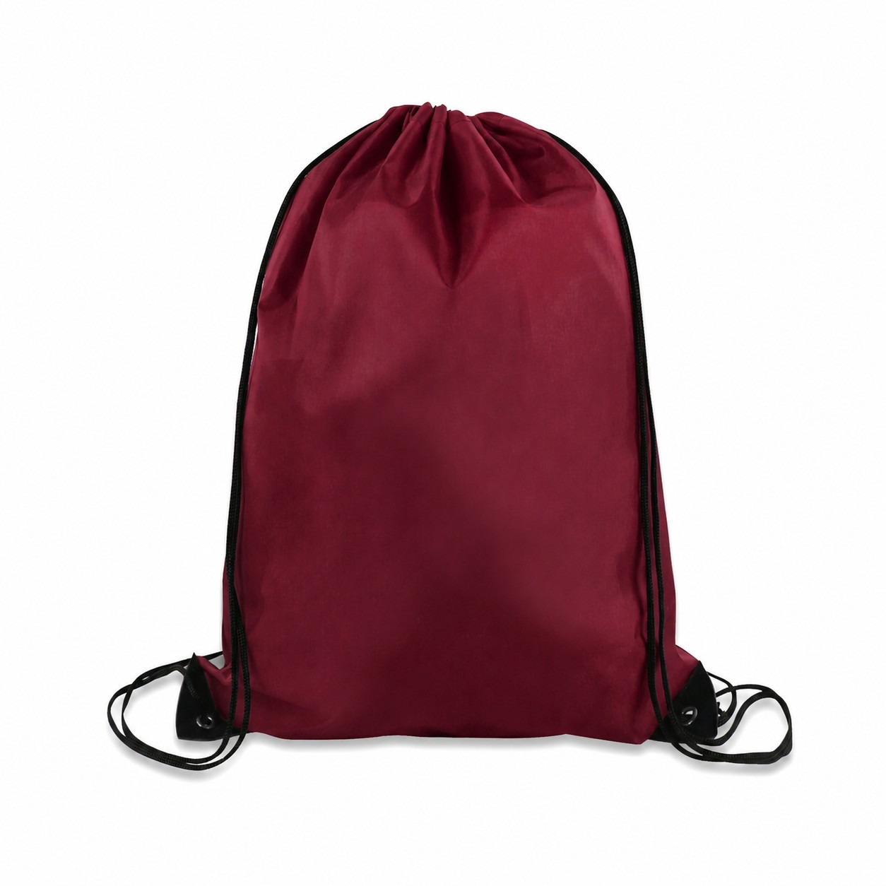 Large 210D Polyester Drawstring Backpack — Burgundy Red