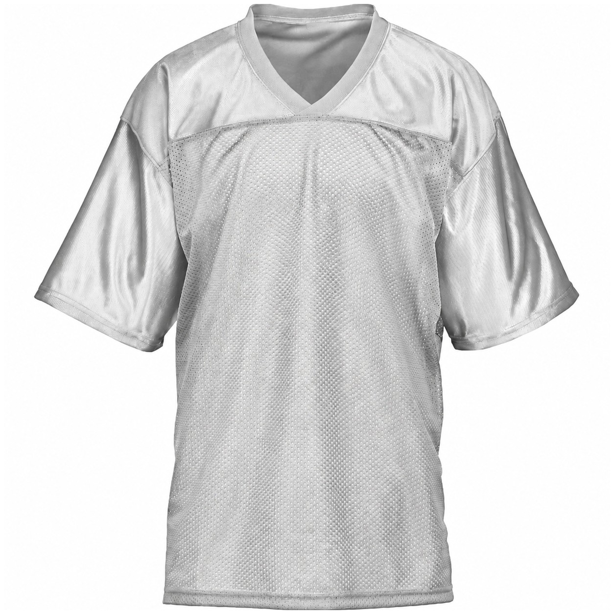 Polyester Mesh V Neck Football Jersey — Silver