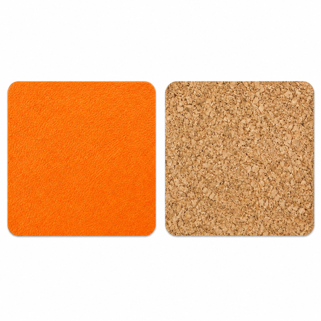 Round PU Leather Cork Coaster — Orange