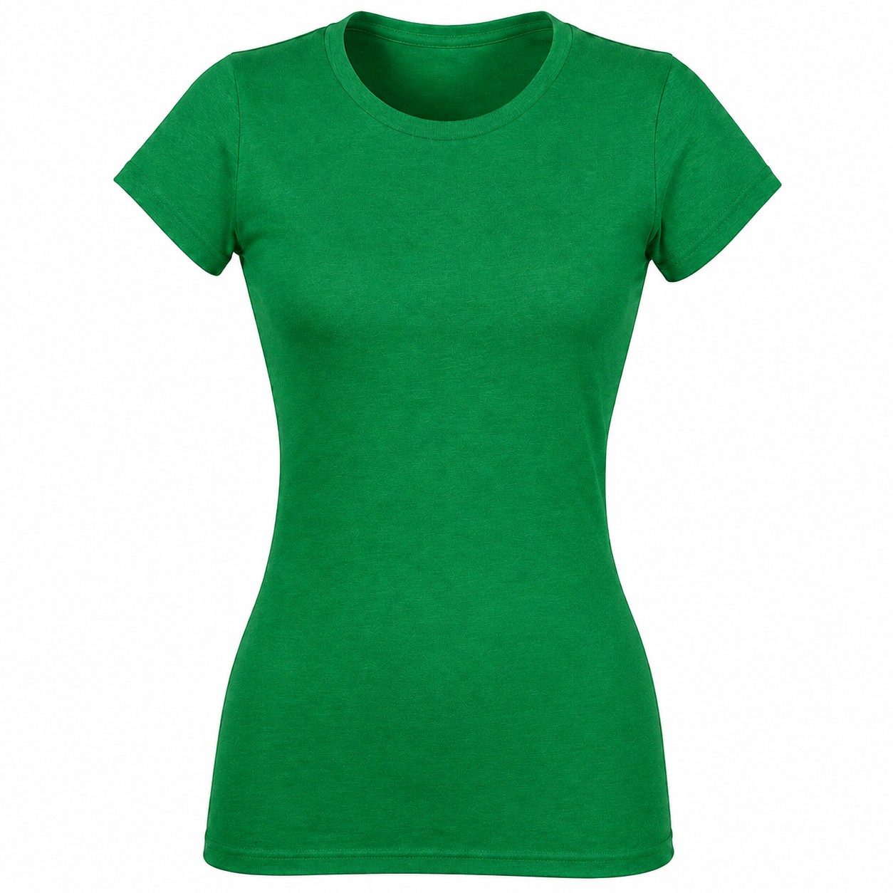 Fitted Ladies Cotton Crewneck Tee — Green