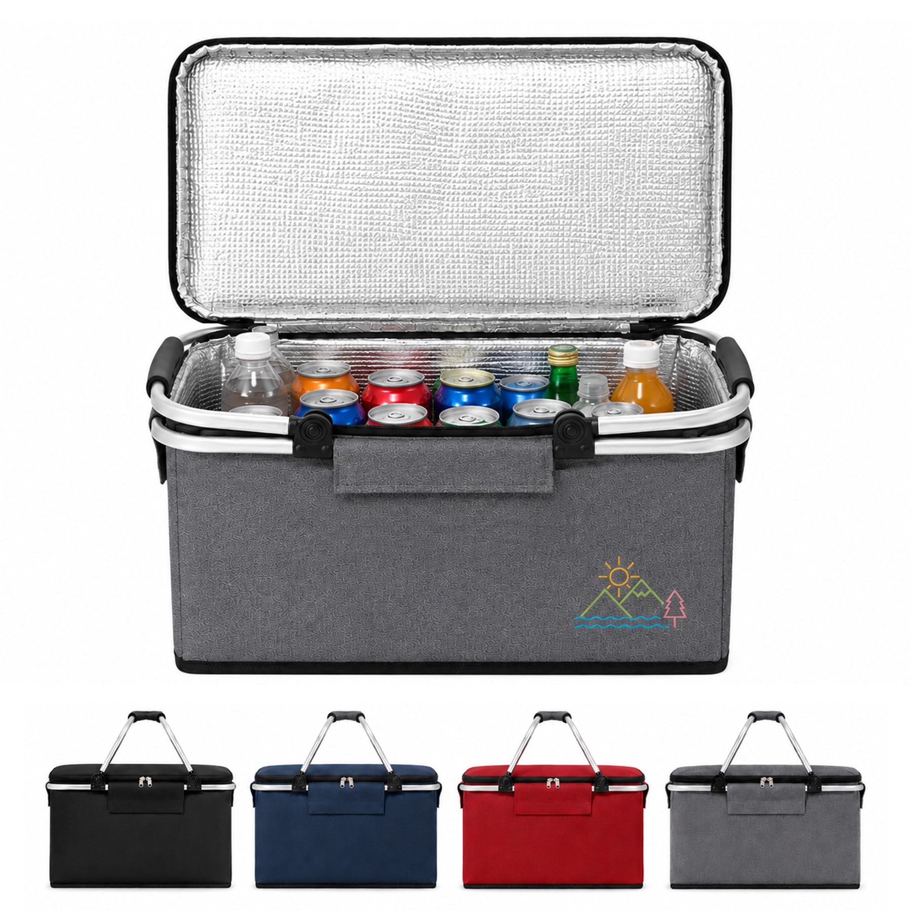 Insulated Picnic Basket With Foldable Aluminum Frame