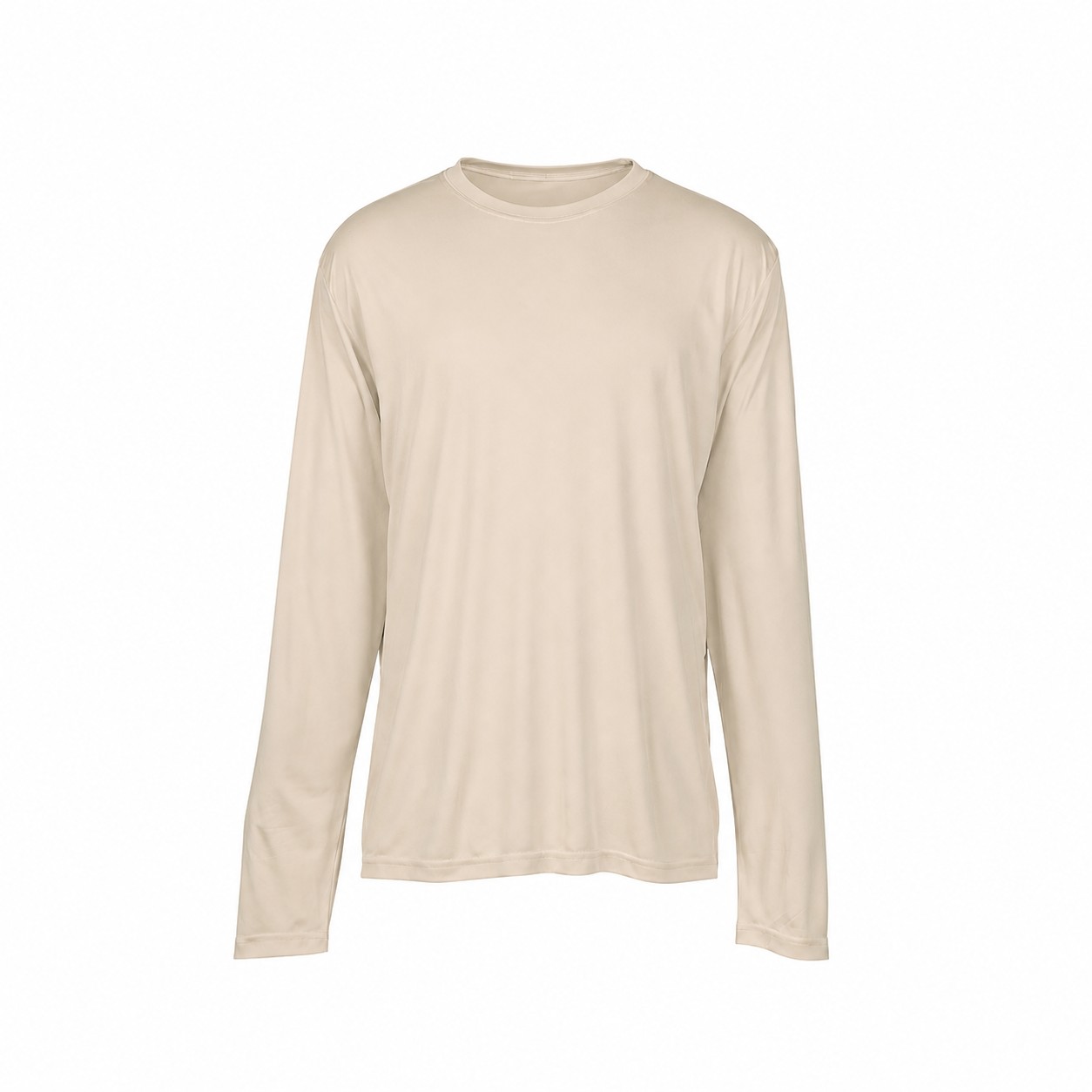 Performance Polyester Long Sleeve Tee — Beige