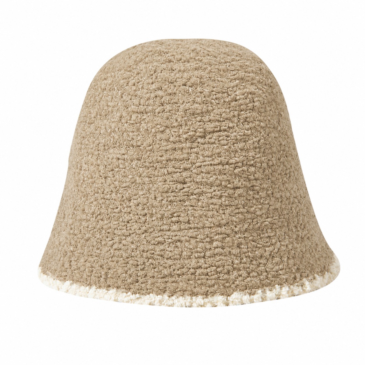 Polyester Plush Fisherman Bucket Hat — Khaki Beige/Beige