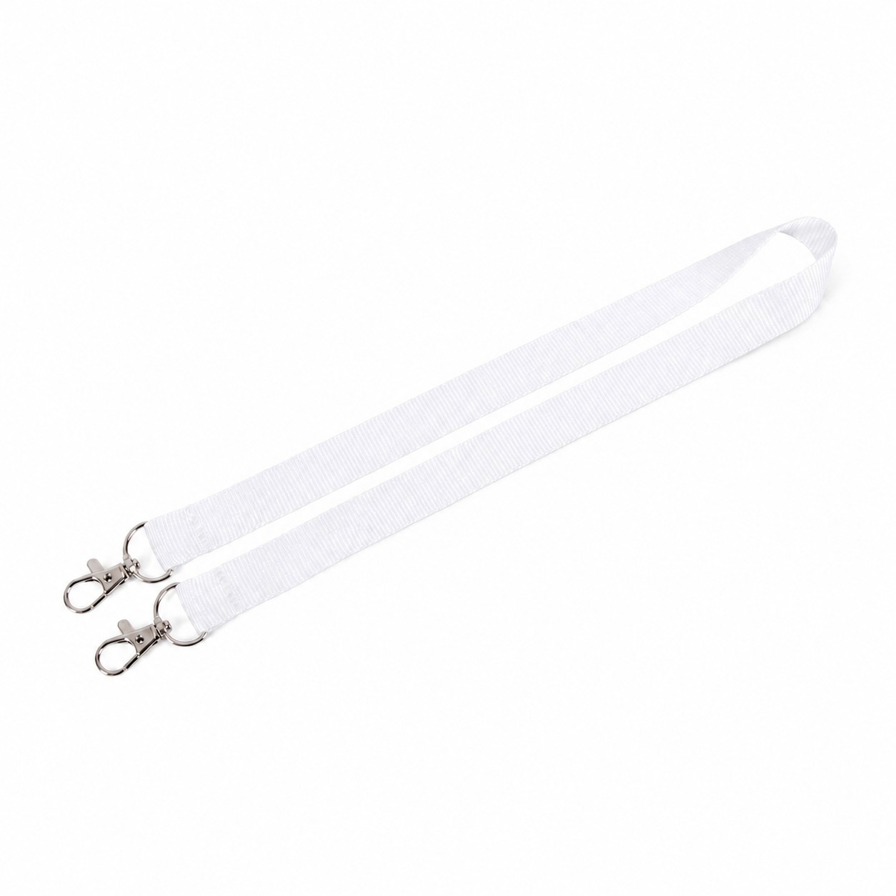Polyester Dual Clip Lanyard — Clear White