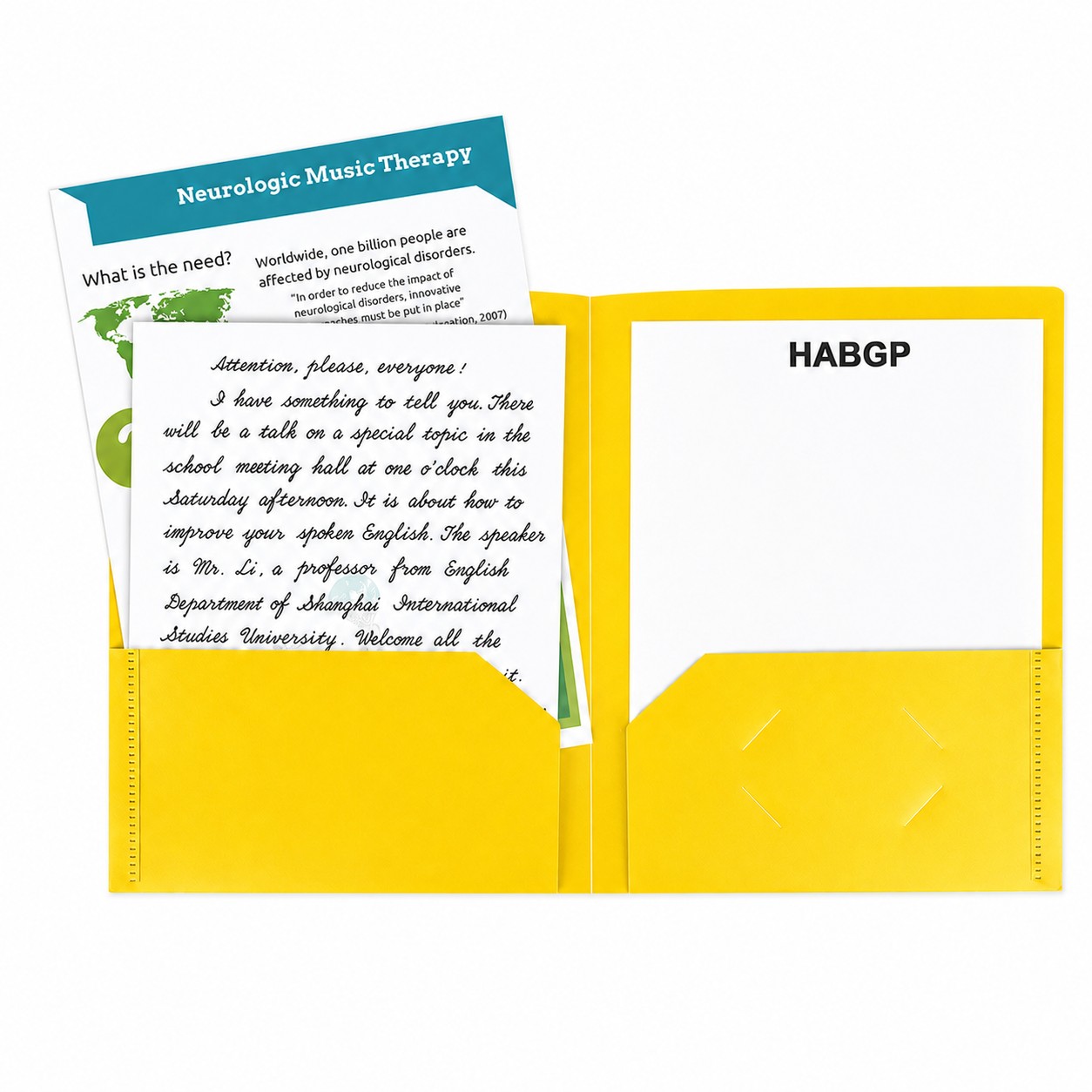 Polypropylene Pocket Folders With Labels — Yellow